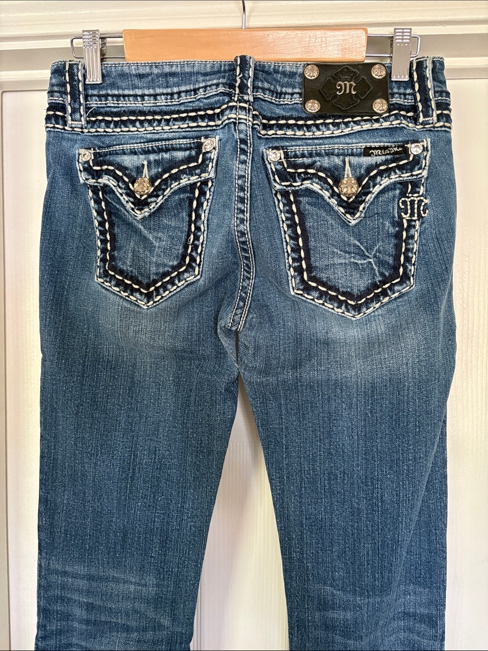 Miss Me Skinny Jeans with Bokd White Stitching